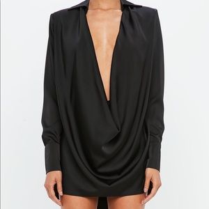 Missguided black satin cowl dress